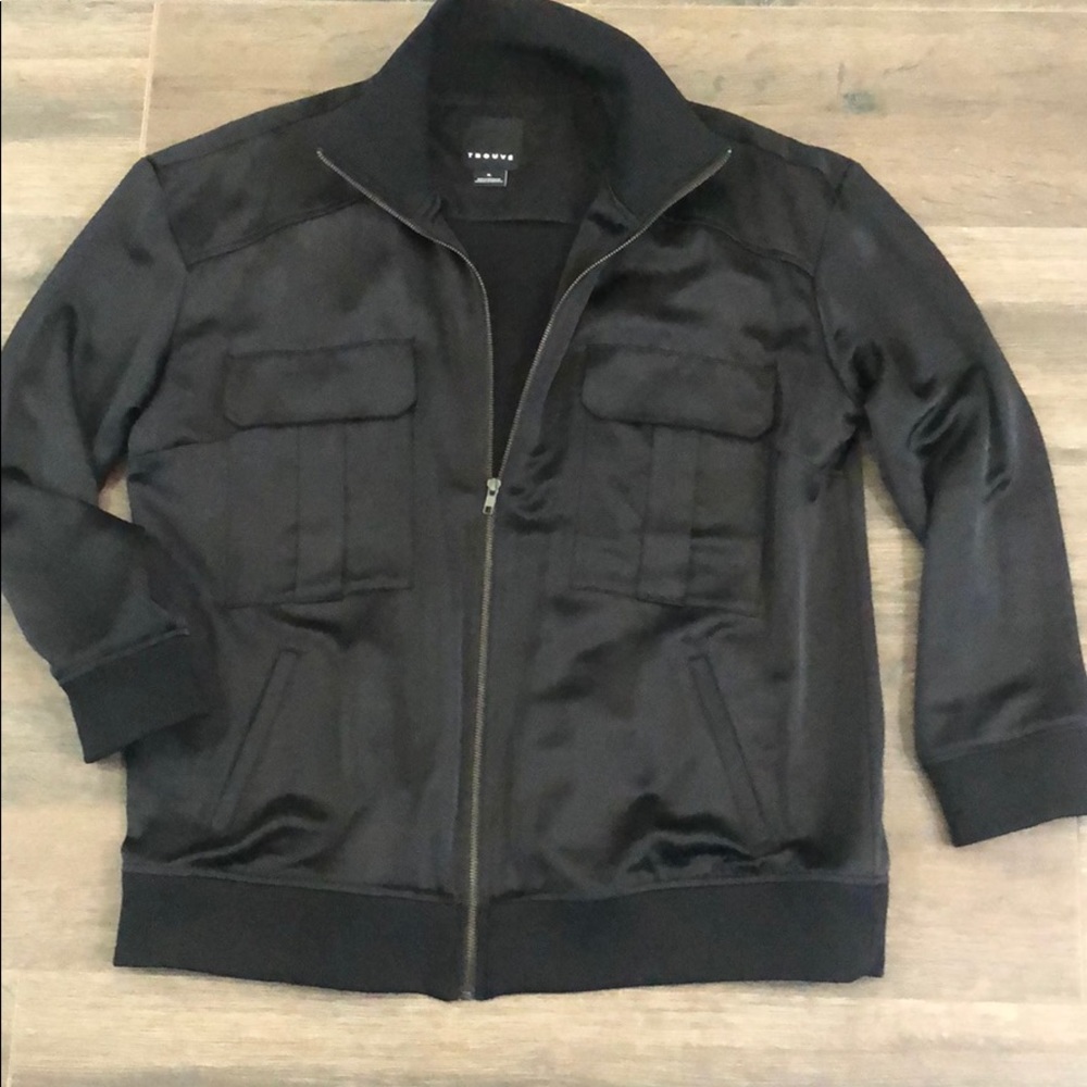 Trouve black satin bomber jacket XL